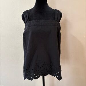 LOFT Black Tank with Eyelet Hem